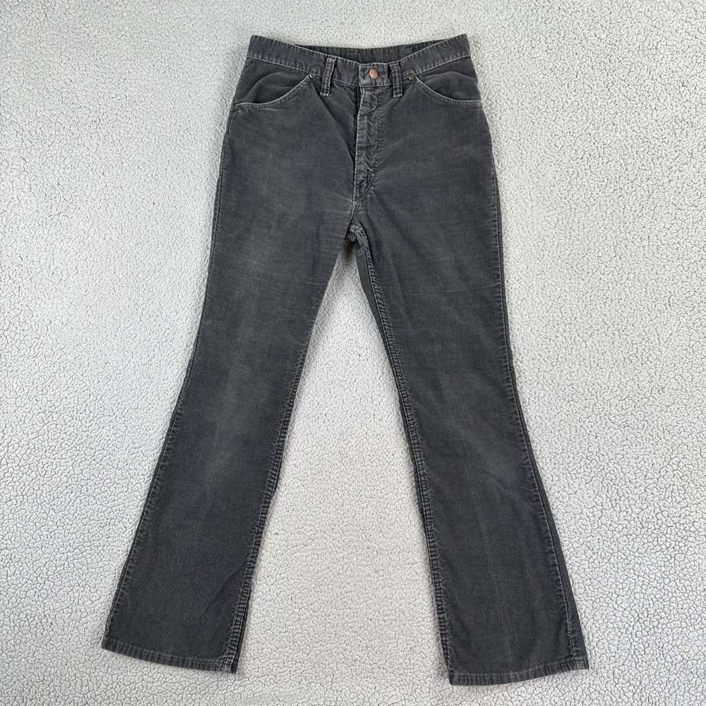 Vintage Wrangler Corduroy Pants Men 31M (29x31) Black Bootcut Flare Made in USA